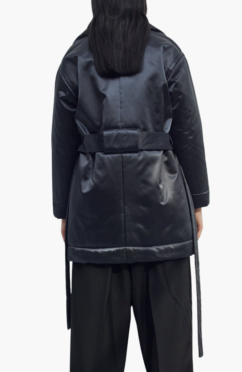 Caalo Women's Sustainable Satin Down Robe Coat In Black
