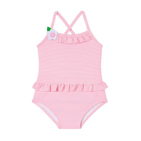 Stripe Seersucker Swimsuit with Flower (Toddler, Little Kid)