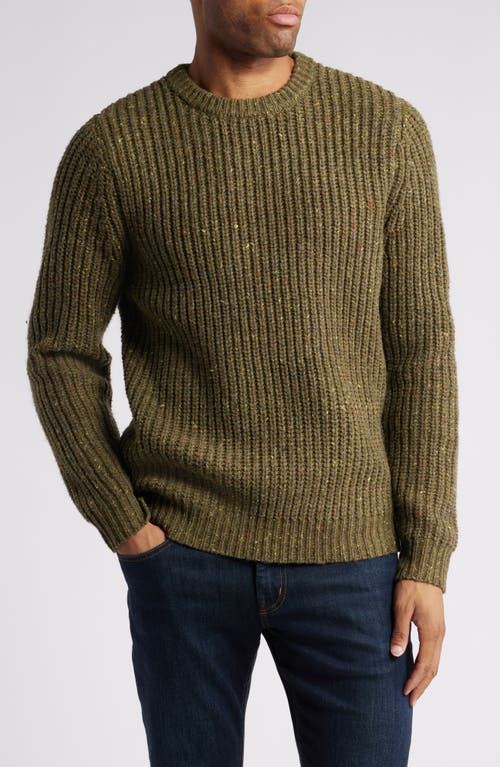 Schott NYC Donegal Wool Blend Sweater in Olive 