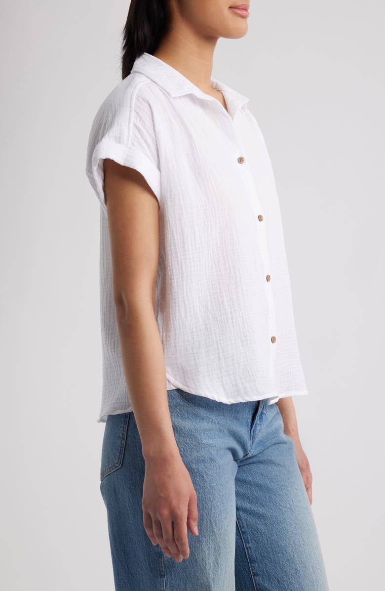 beachlunchlounge Devin Gauze Shirt, Alternate, color, White