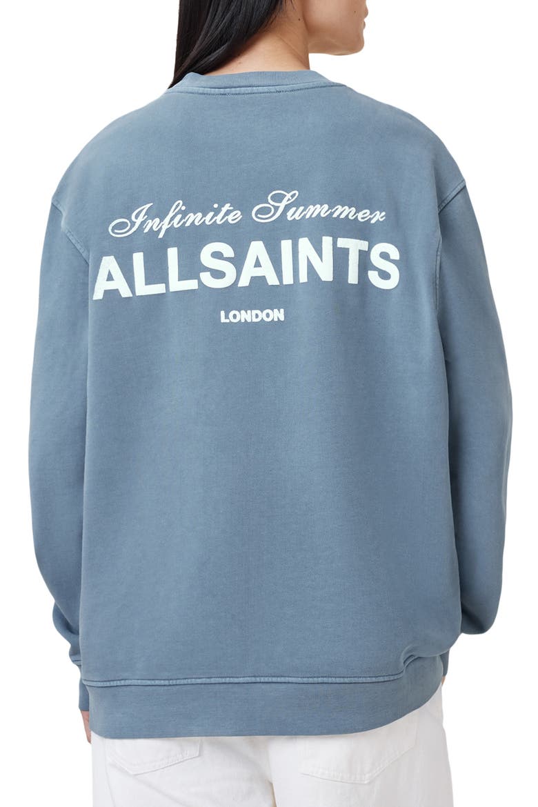 Soleil Etta Cotton Graphic Sweatshirt, Alternate, color, FLINT STONE BLUE
