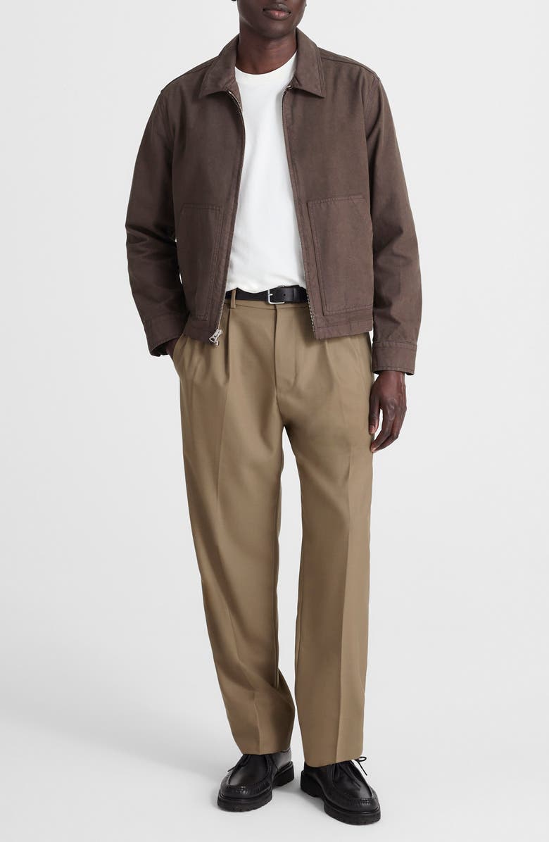 Madewell Double Pleated Wool Blend Twill Pants, Alternate, color, Desert Brown
