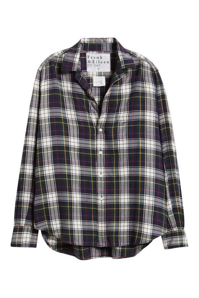 Plaid Relaxed Fit Cotton Button-Up Shirt, Alternate, color, WHITE NAV RED PLAID
