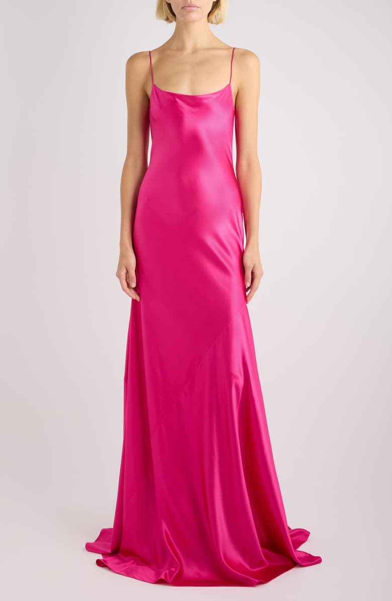 Alaïa Silk Maxi Slipdress, Main, color, Rose Vif