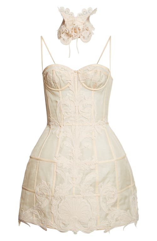 Zimmermann Rebellion Filigree Lace Trim Linen & Silk Minidress In White