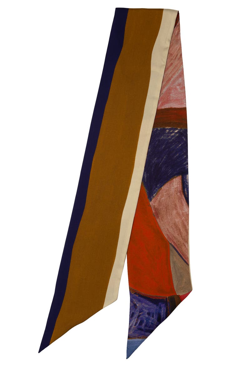 Lia - Skinny Silk Scarf, Alternate, color, Bronze & Indigo