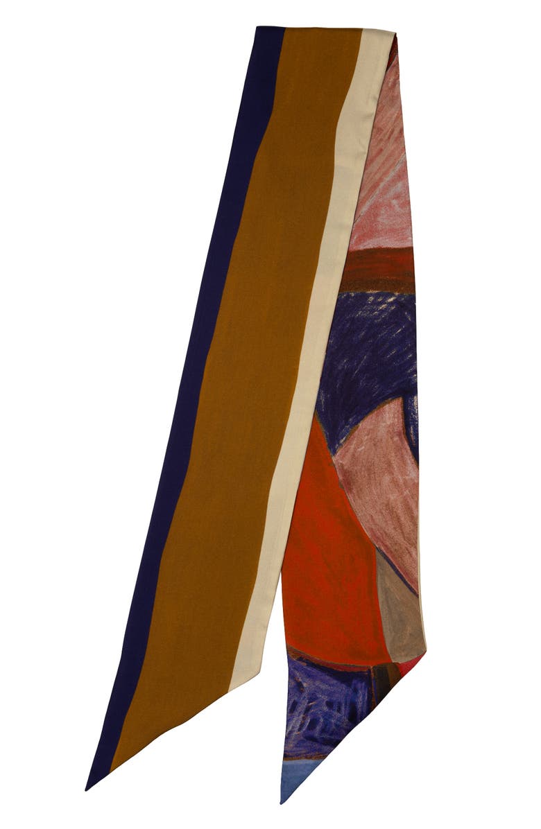 Elizabetta Lia - Skinny Silk Scarf, Alternate, color, Bronze & Indigo