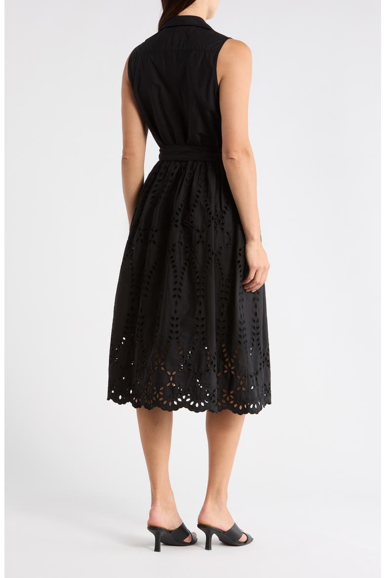 Sleeveless Cotton Eyelet Dress, Alternate, color, BLACK EYELET