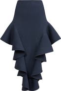 Alaïa Engineered Rib Ruffle Skirt