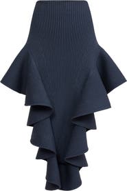 Alaïa Engineered Rib Ruffle Skirt