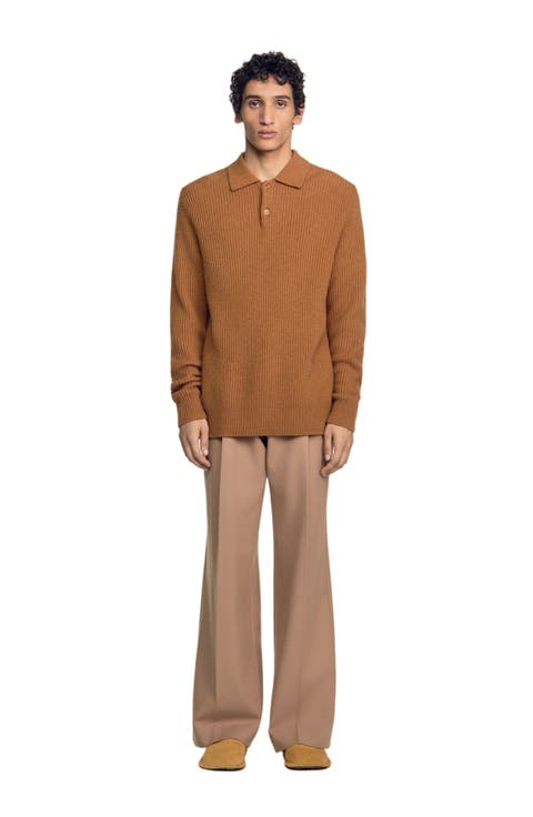 Ribbed Wool Polo Shirt