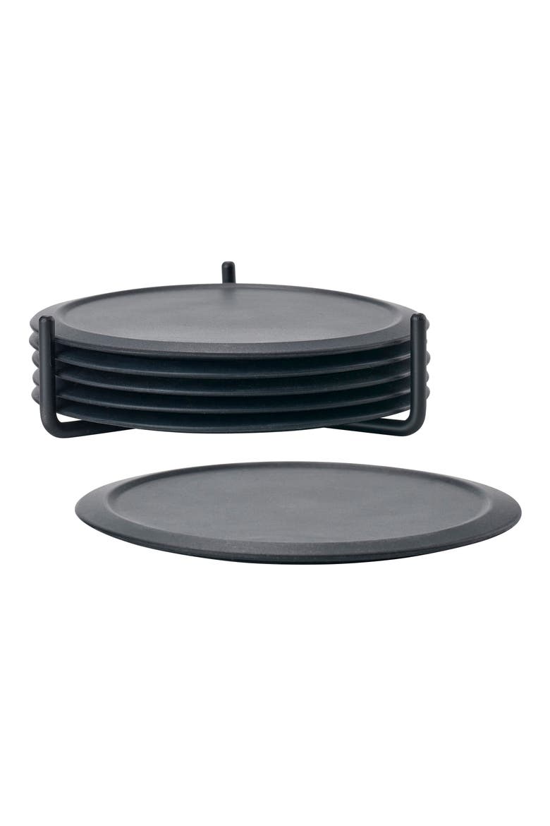 Singles Set of 6 Coasters, Alternate, color, BLACK