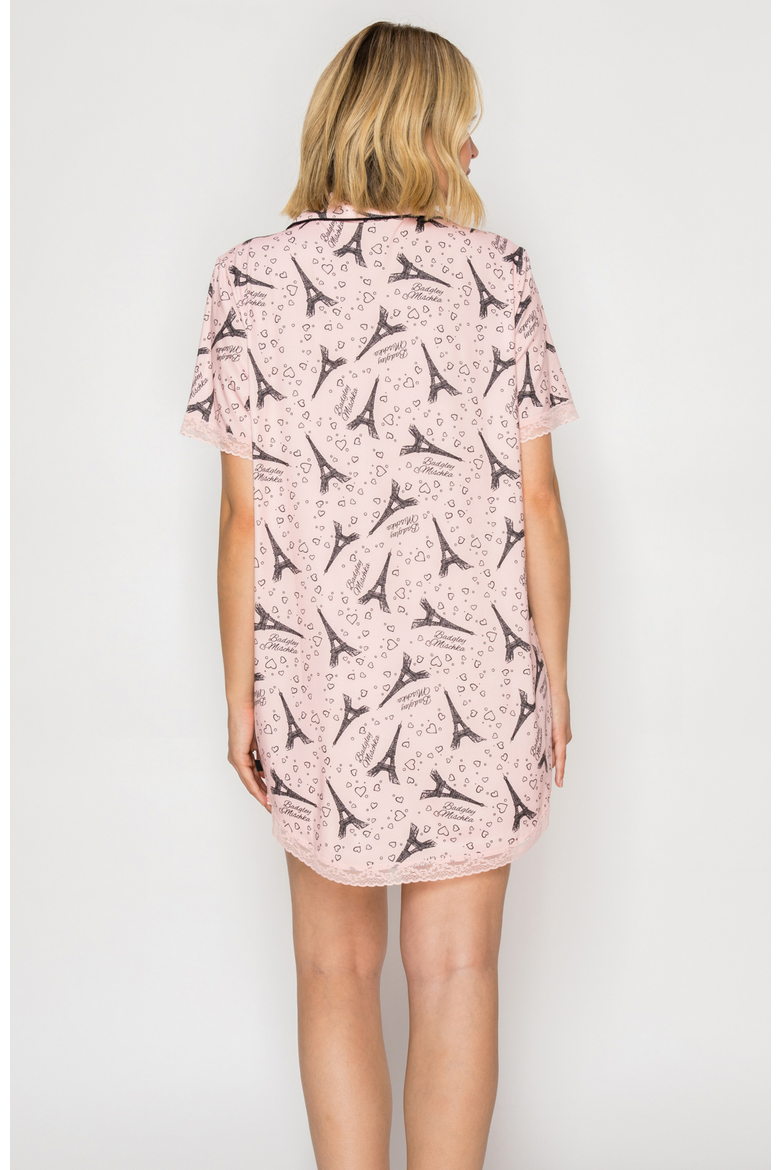 Notched Collared Sleep Dress, Alternate, color, Rose Eifel