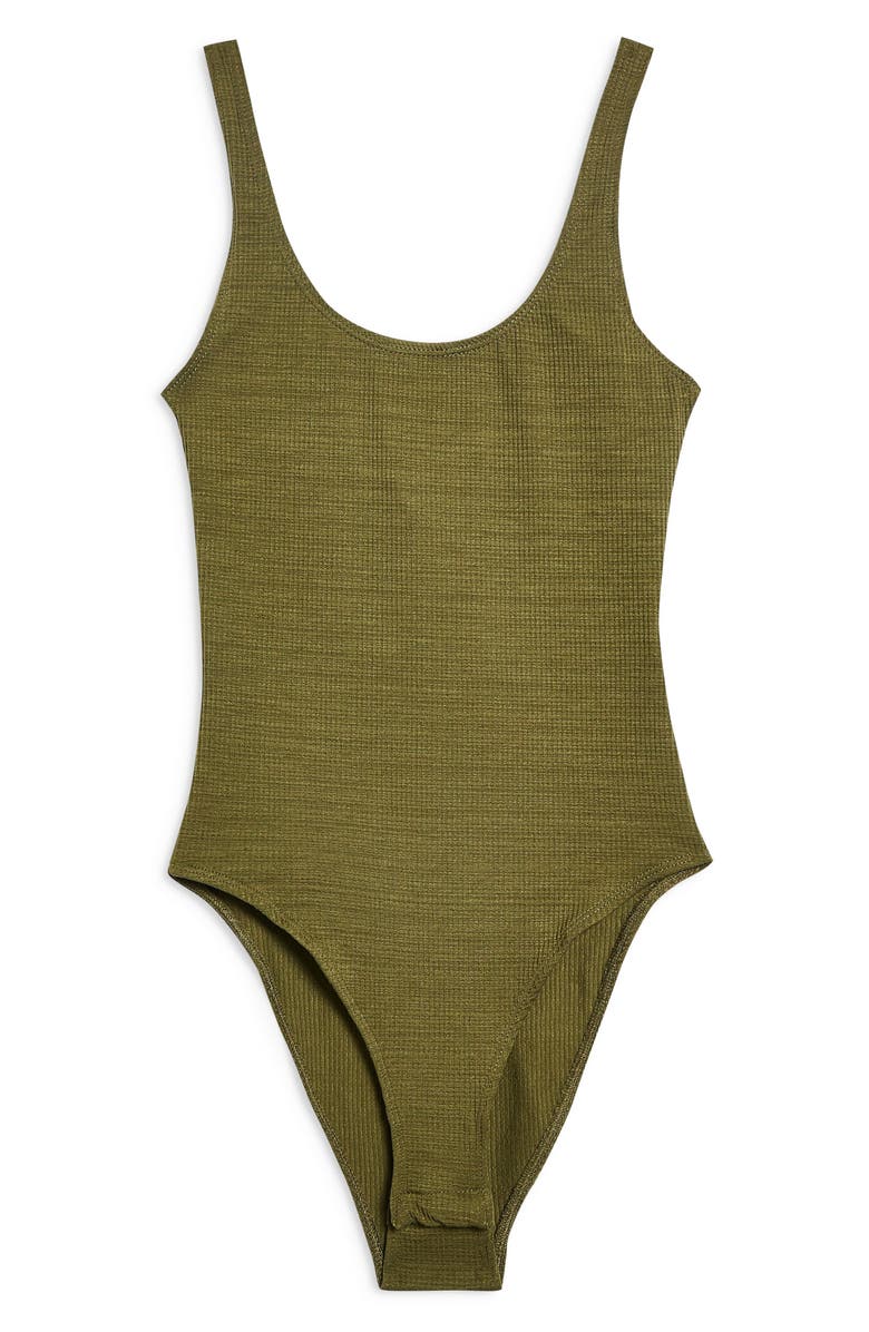 Topshop Textured Scoop Neck Bodysuit, Alternate, color, 