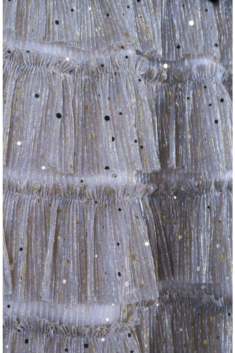 Kids' Long Sleeve Plissé Tiered Dress, Alternate, color, GOLD/BLACK