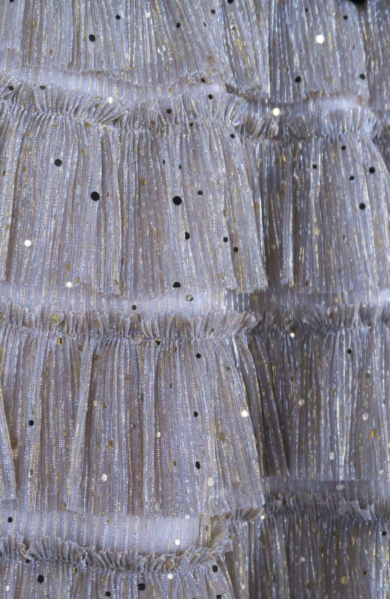 Zunie Kids' Long Sleeve Plissé Tiered Dress, Alternate, color, Gold/Black