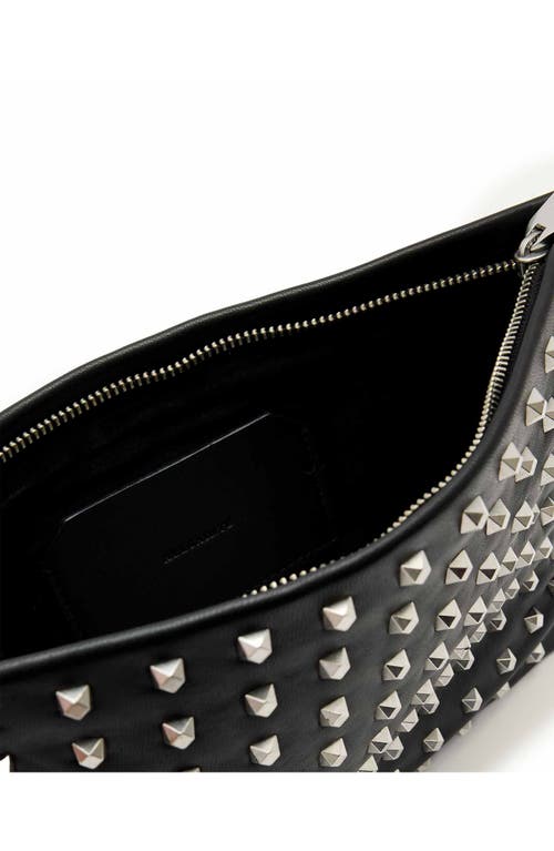 Allsaints Bettina Embellished Leather Clutch In Black