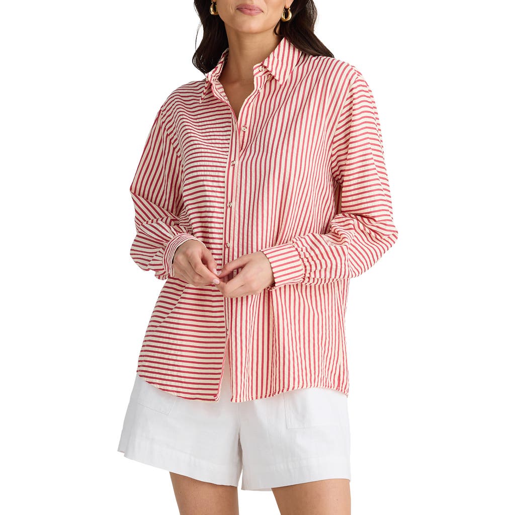 Brave + True Brave+true Audrey Stripe Shirt In Pink