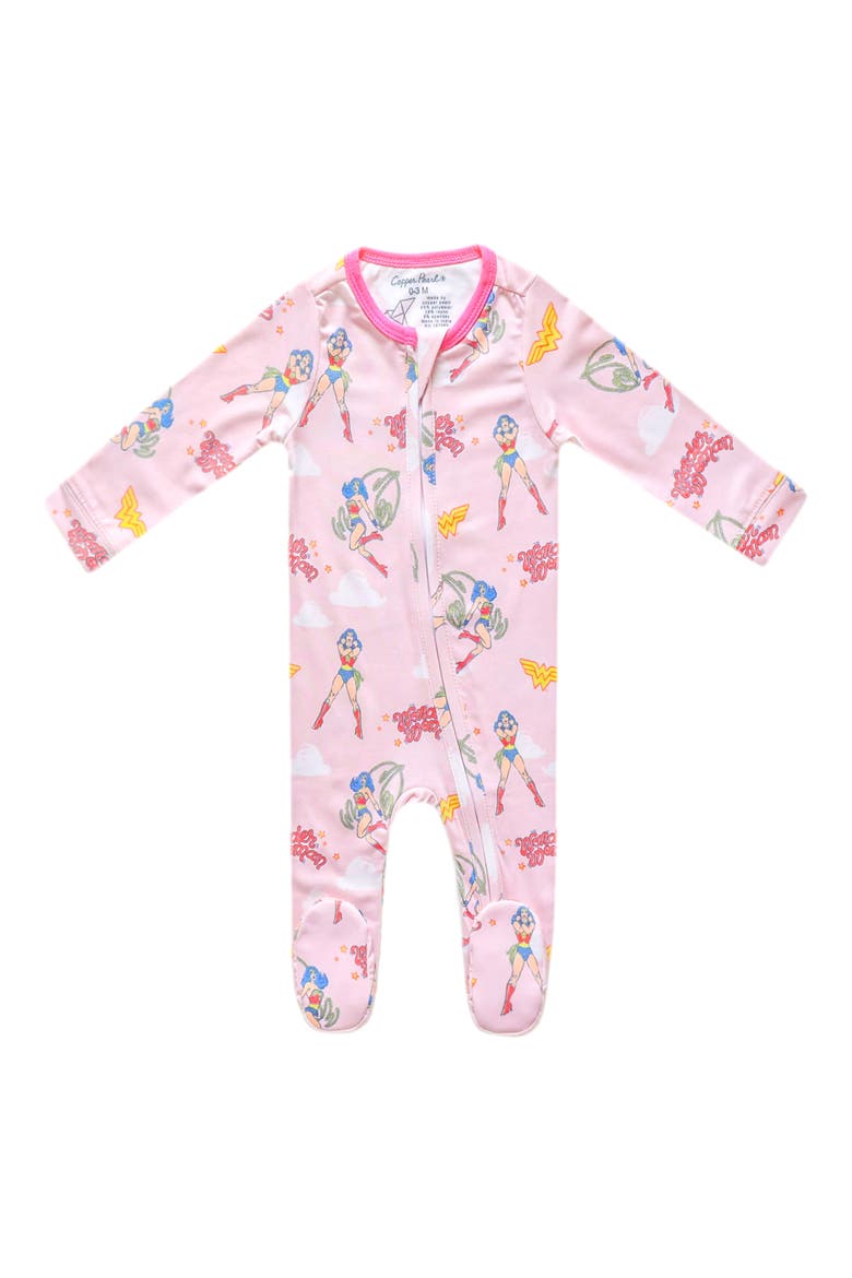 Wonder Woman Fitted One-Piece Pajamas, Main, color, PINK