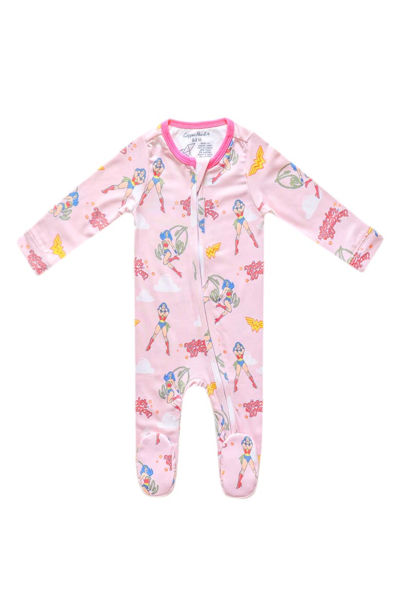 Copper Pearl Wonder Woman Fitted One-Piece Pajamas, Main, color, Pink