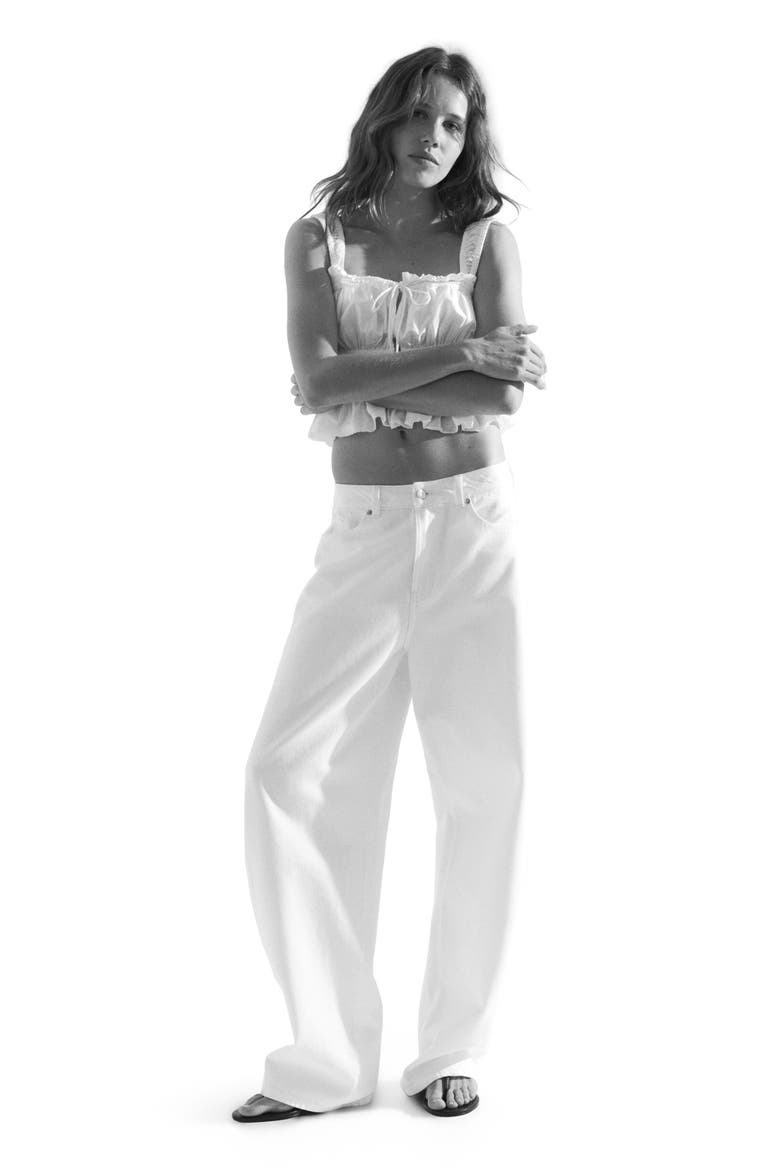 Tie-detail Cotton Top, Alternate, color, White