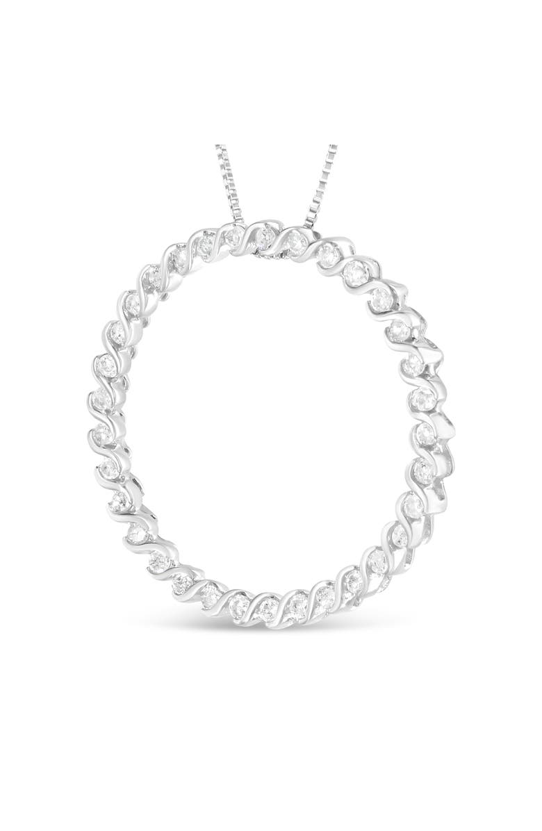 Haus of Brilliance Silver 3/4 Cttw Round Diamond Spiral Curved Circle Pendant 18" Necklace, Alternate, color, White