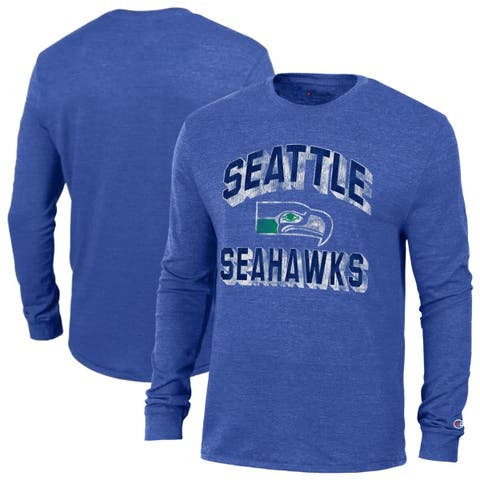 Men's Champion Heather Royal Seattle Seahawks Ultimate Tri-Blend Long Sleeve T-Shirt