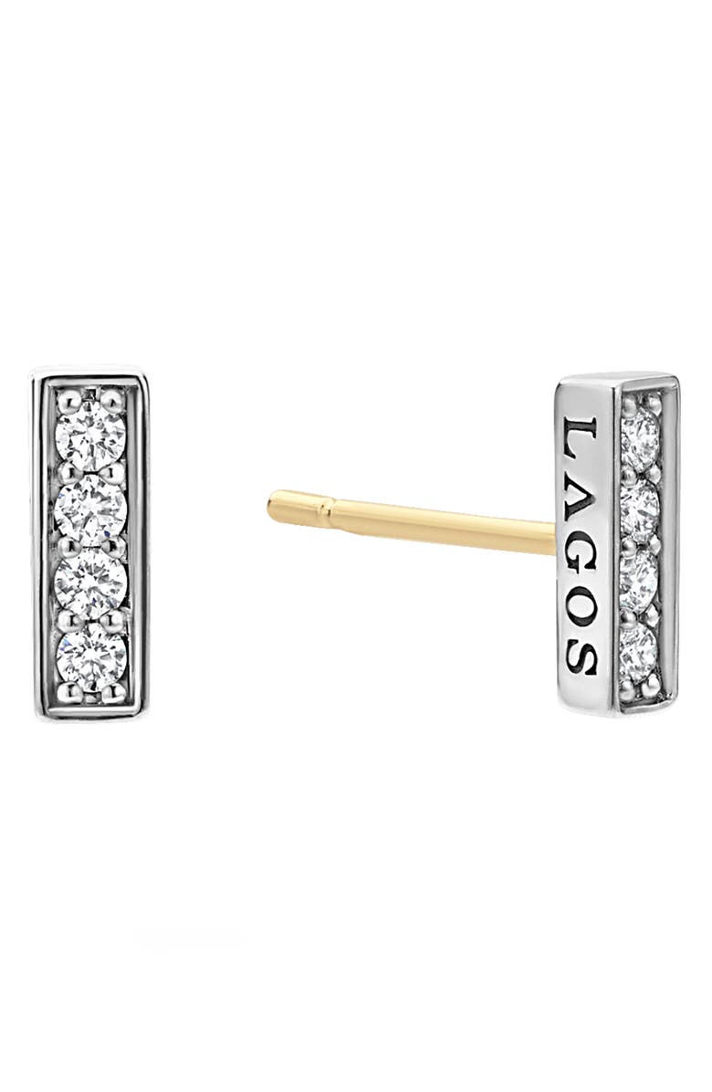 LAGOS Linear Diamond Stud Earrings, Main, color, Silver