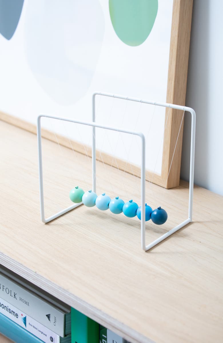 Block Design Newton's Cradle Decor, Alternate, color, Blue