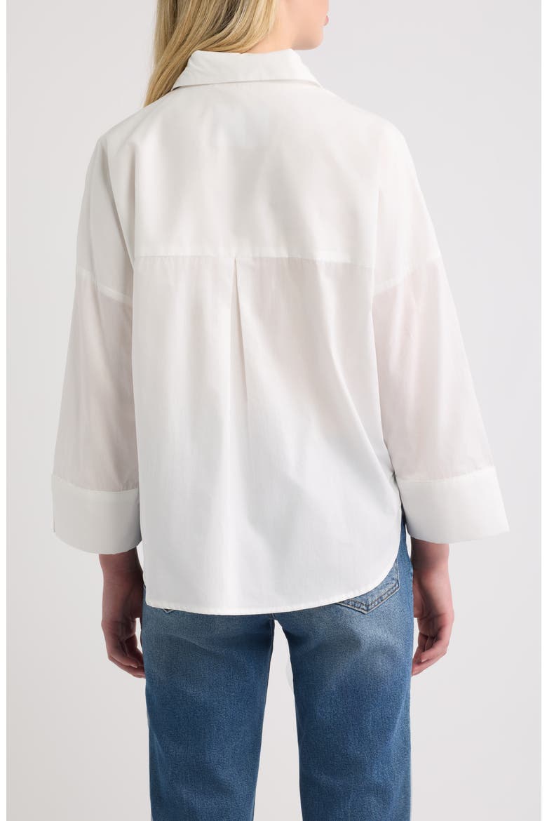 Three-Quarter Sleeve Cotton Shirt, Alternate, color, WHITE