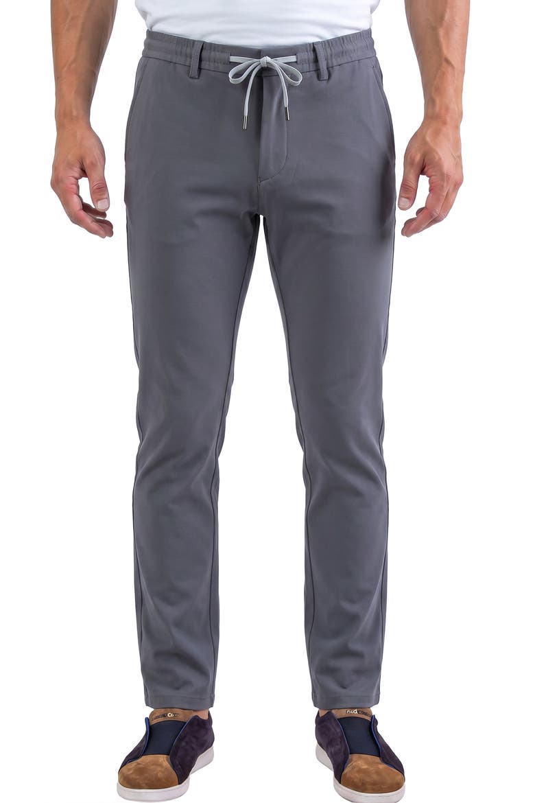 Drawstring Stretch Trousers, Main, color, GREY