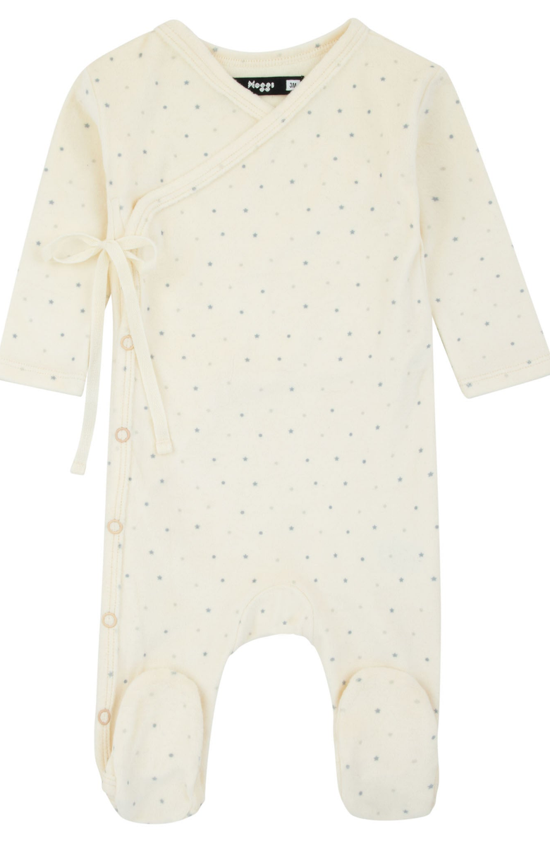 NoggiWear Boys Velour Dot Pattern Wrap Footie, Main, color, Boy Print