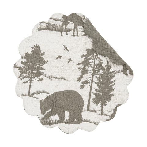 Henderson Hideaway Round Woven Reversible Rustic Winter Wilderness Placemats Set of 6, 17"