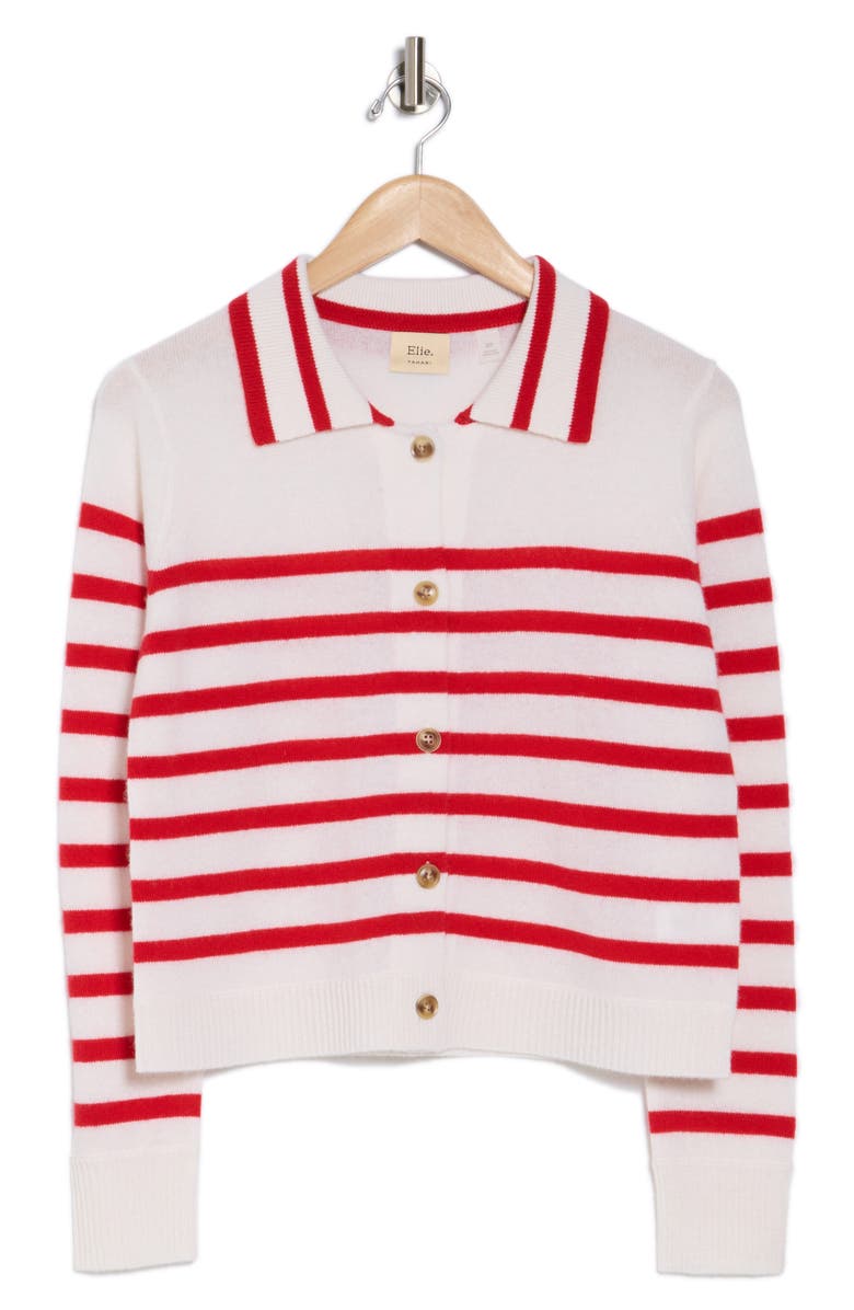ELIE ELIE TAHARI Stripe Cashmere Crop Cardigan, Alternate, color, 