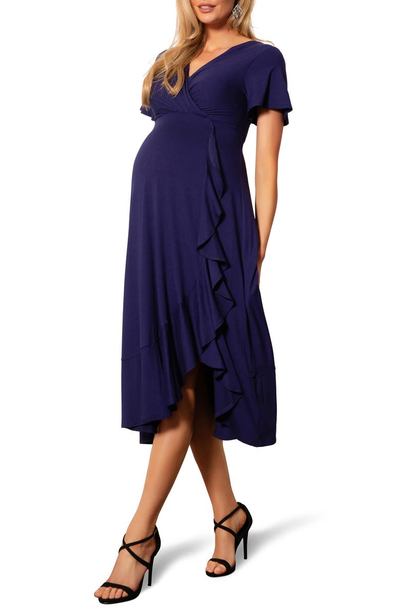 Tiffany Rose Waterfall Faux Wrap Maternity/Nursing Midi Dress, Alternate, color, 