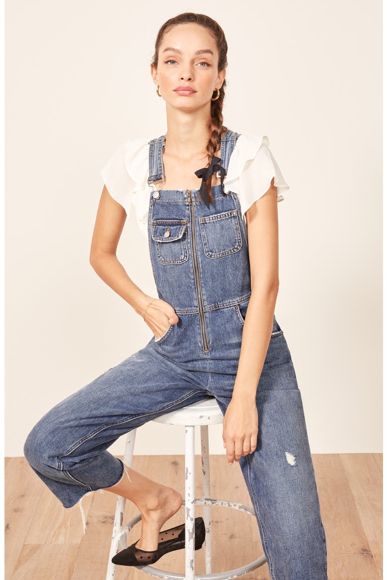 Benji Zip Front Nonstretch Denim Overalls, Alternate, color, CELTIC
