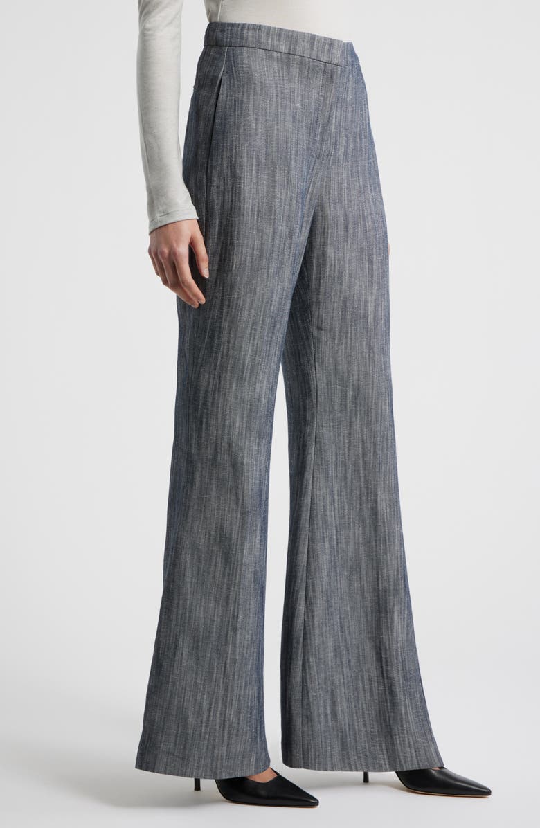 BOSS Talifia Sharkskin Twill Flare Trousers, Alternate, color, Charcoal Sharkskin