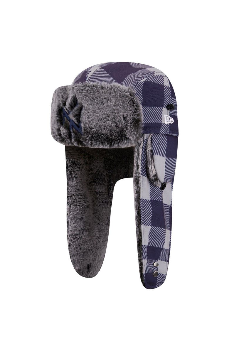 New Era Men's New Era Navy New York Yankees Buffalo Plaid Trapper Hat, Main, color,