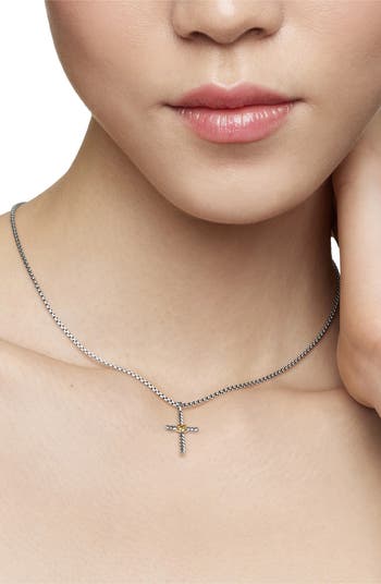 David Yurman Petite X Cross Necklace in Sterling Silver with 14K