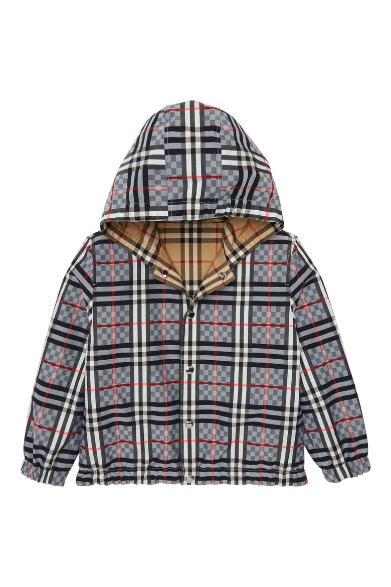 Kids' Mackenzie Reversible Hooded Jacket, Main, color, PALE BLUE IP CHECK