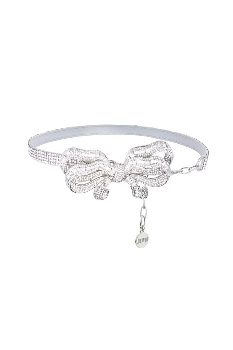 Bow Baguette Belt, Alternate, color, Silver Rhine