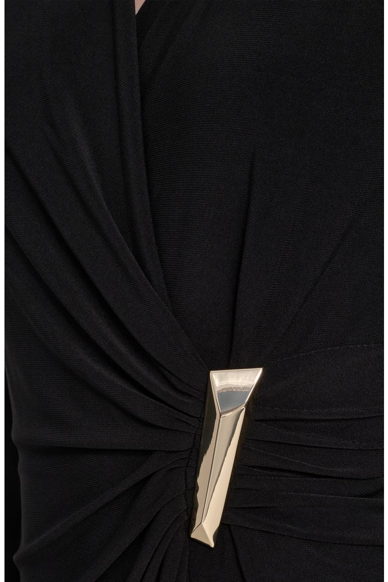 Long Sleeve Faux Wrap Dress, Alternate, color, BLACK