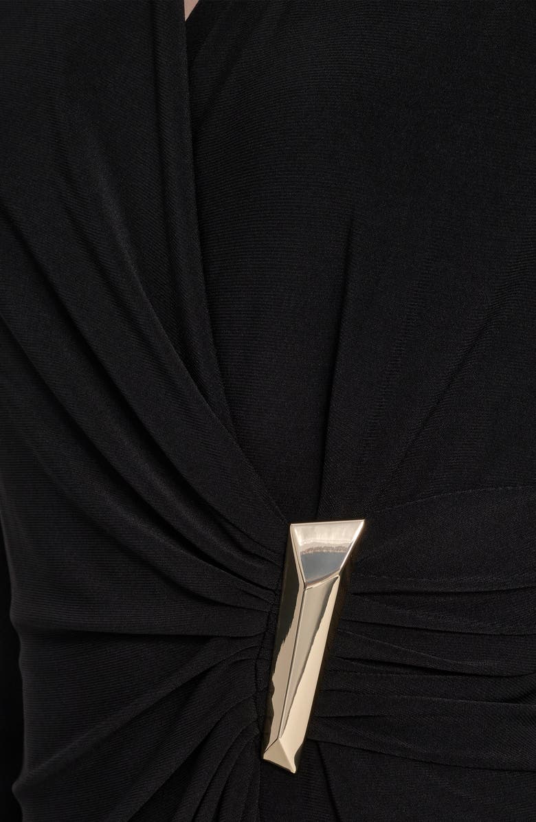 DKNY Long Sleeve Faux Wrap Dress, Alternate, color, Black