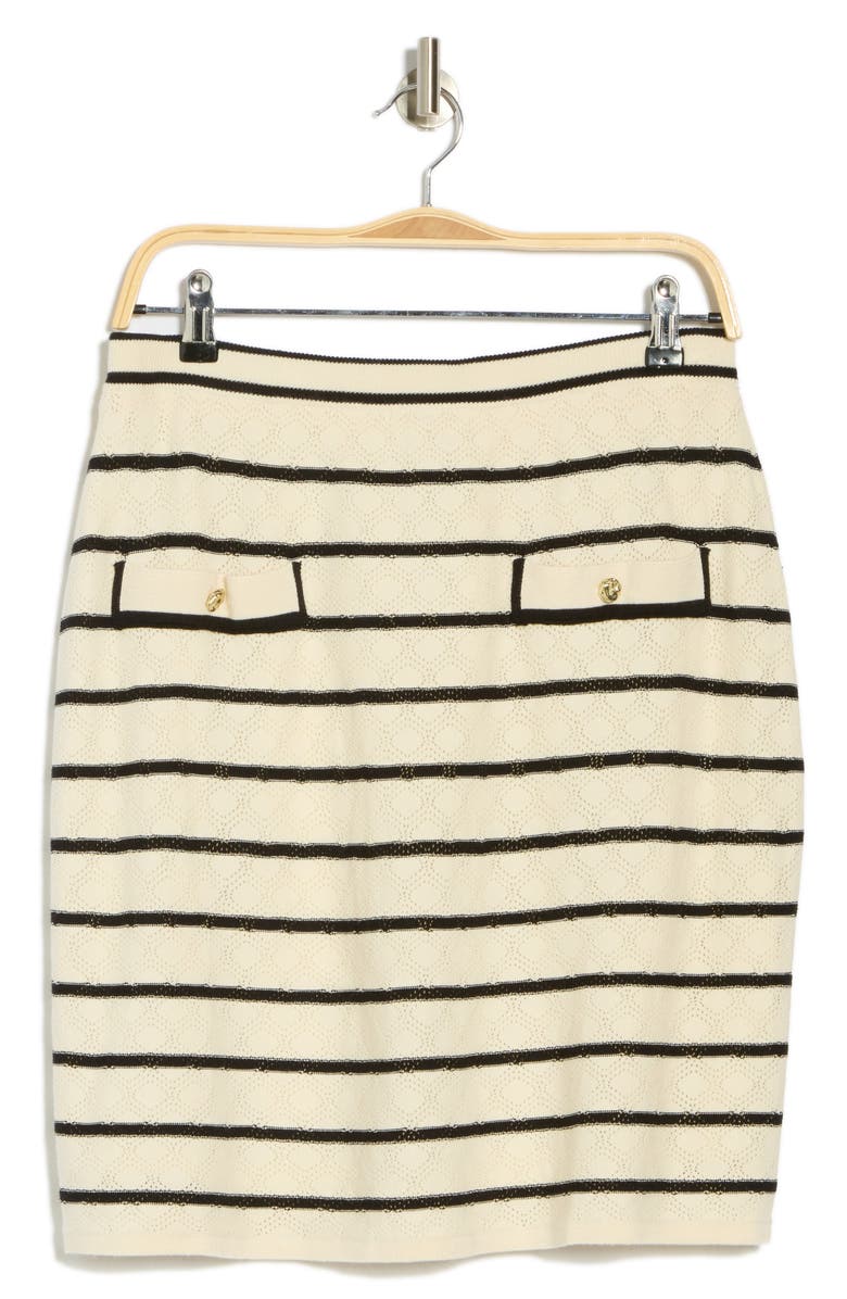 Adrianna Papell Stripe Pointelle Skirt, Alternate, color, Cream/ Black