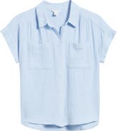 Caslon® Cotton Gauze Button-Up Shirt