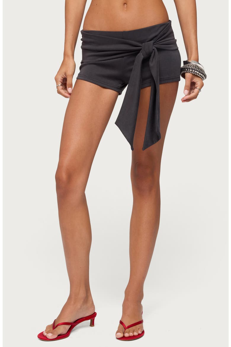 Clyde Tie Waist Shorts, Main, color, DARK-GRAY