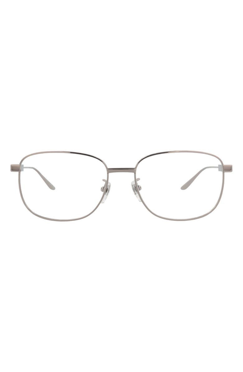 Gucci Novelty 57mm Rectangle Optical Glasses, Main, color, Ruthenium Transparent