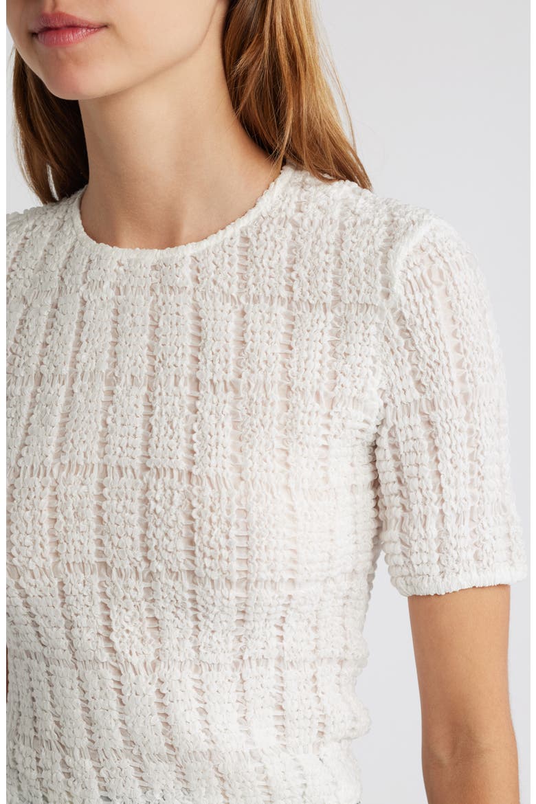 Janet Texture Puff Sleeve Crop Top, Alternate, color, WHITE