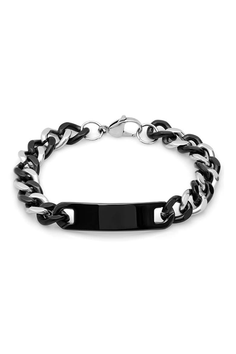 Men's Two Tone Stainless Steel Curb Chain Bracelet, Main, color, SILVER/BLACK