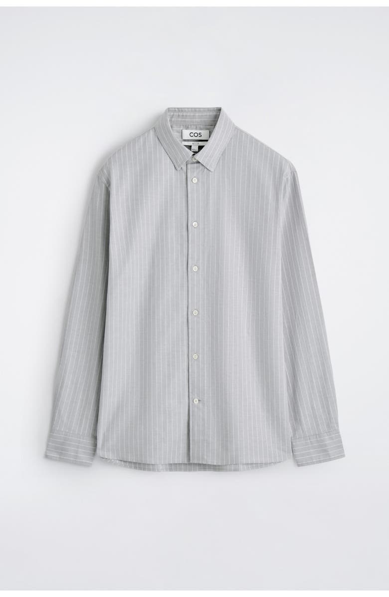 COS Cotton Oxford Shirt, Alternate, color, Light Gray / Striped